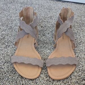 Maurices Gray Scalloped Sandals